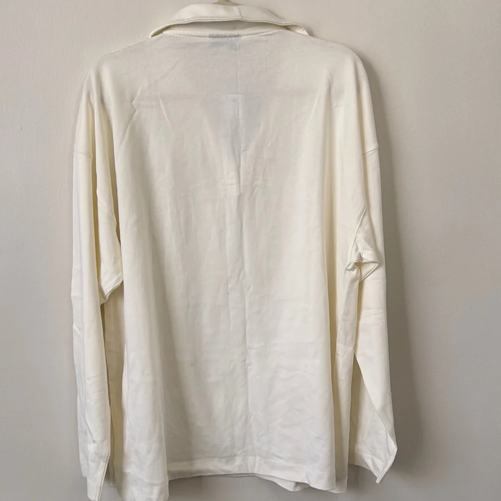 Topshop Oversized Collared Cream Women's Top New with tag long sleeve V Neck - Picture 7 of 9